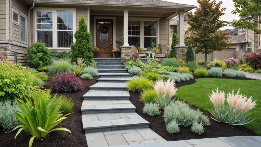 low-maintenance front yard