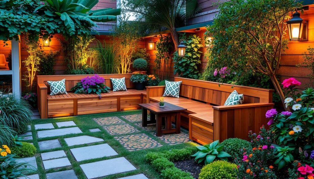 built-in garden seating